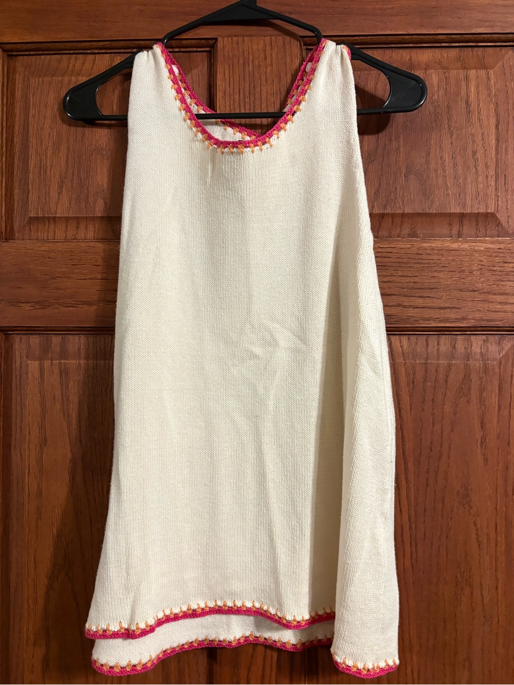 CHARLIE B Cream Knit Dress with Pink and Coral Trim
